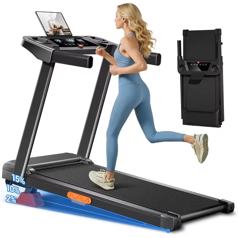3-in-1 Adjustable Treadmill with 15% Incline, Portable for Home and Office, Folding with Handles, 3.0HP Quiet, 3-Screen Display