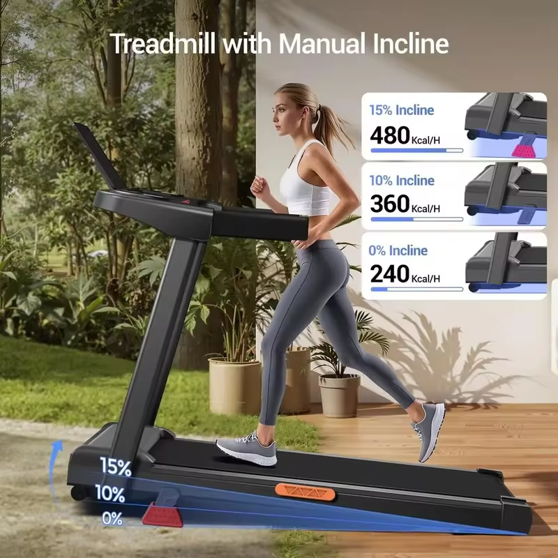 3-in-1 Adjustable Treadmill with 15% Incline, Portable for Home and Office, Folding with Handles, 3.0HP Quiet, 3-Screen Display