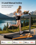 UMAY 2 In 1 Foldable Walking Running Treadmill Adjustable 15% Incline Silent Motor Max Load 136kg Home Fitness Machine