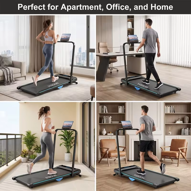 Under‑Desk Walking Pad Treadmill With Foldable Handrail, 2‑in‑1 Walk Jog Run Machine, 3.5HP Ultra‑Quiet Brushless Motor, 300LBS Capacity, 12‑Speed Wireless Remote, Shock Absorption Cushioned Belt, LED Real‑Time Display for Home Office Small Apartment