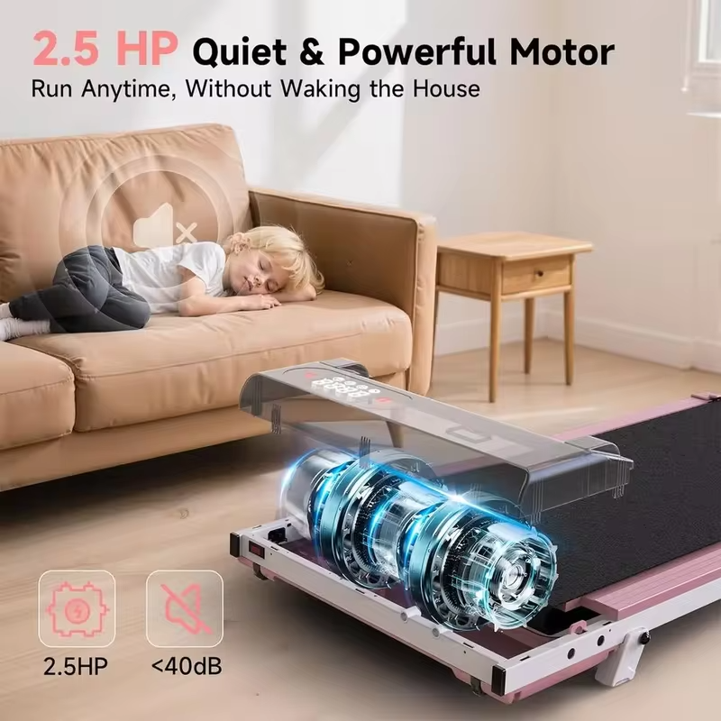 Under Desk Treadmill with 8% Incline, 2.5HP, 320 lbs Capacity, Compact Foldable, Remote & LED Display