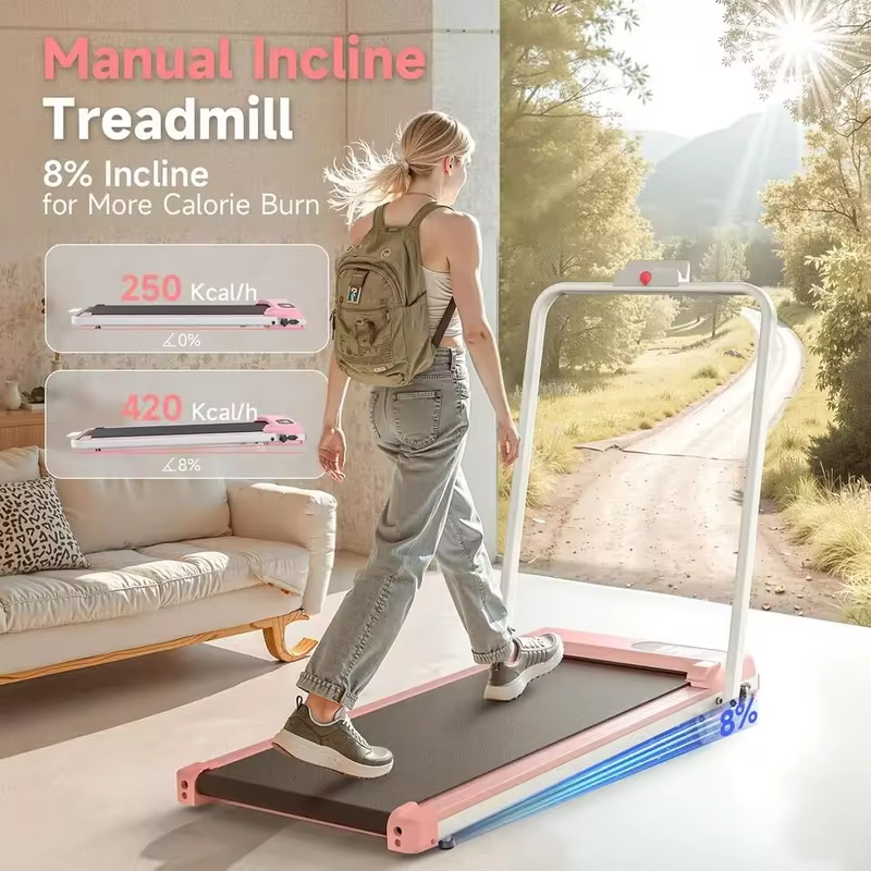 Under Desk Treadmill with 8% Incline, 2.5HP, 320 lbs Capacity, Compact Foldable, Remote & LED Display