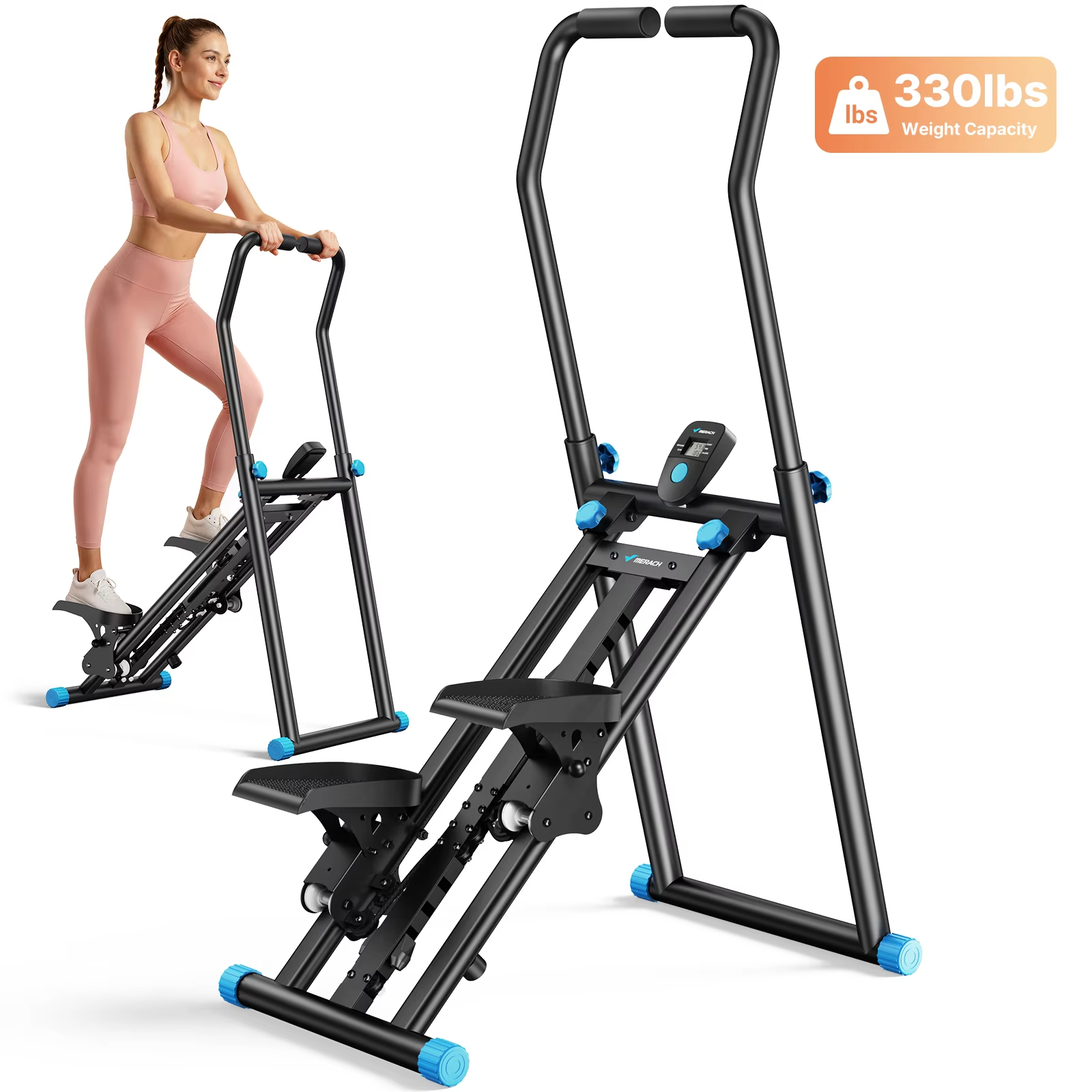 MERACH Stair Stepper Foldable Full Body Workout Silent Multi-functional Adjustable Fitness Climbing Machine for Home Use Exercise Running Sweating