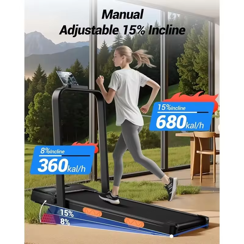 Compact 15% Incline Under Desk Treadmill, 2.5HP, 0.6-6.2MPH, 300LBS Capacity, Handle Bar, Remote Control