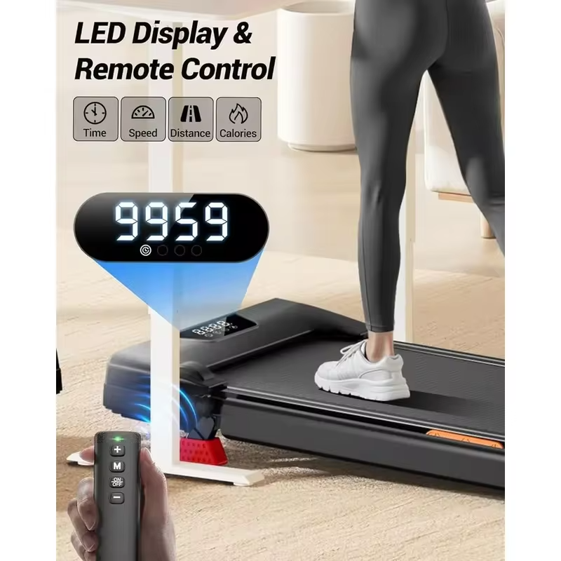 Compact 15% Incline Under Desk Treadmill, 2.5HP, 0.6-6.2MPH, 300LBS Capacity, Handle Bar, Remote Control