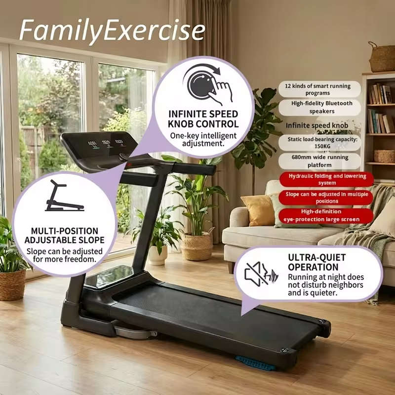 2026 FoldableSpace-Saving Treadmill with LED Display 2.5HP 12km/h Ultra-Quiet Home Office Walking Machine
