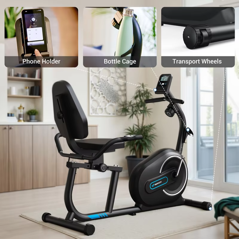 MERACH Recumbent Exercise Bike for Home Smart Bluetooth Exclusive App Connectivity LCD Heart Rate Handle Magnetic Recumbent Bike