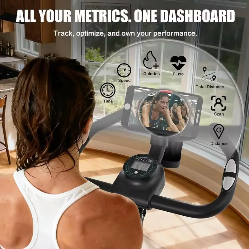 Indoor Cycling Bike for Home Gym - 300 lbs Capacity, Adjustable Seat/Handlebar, Cardio Workout