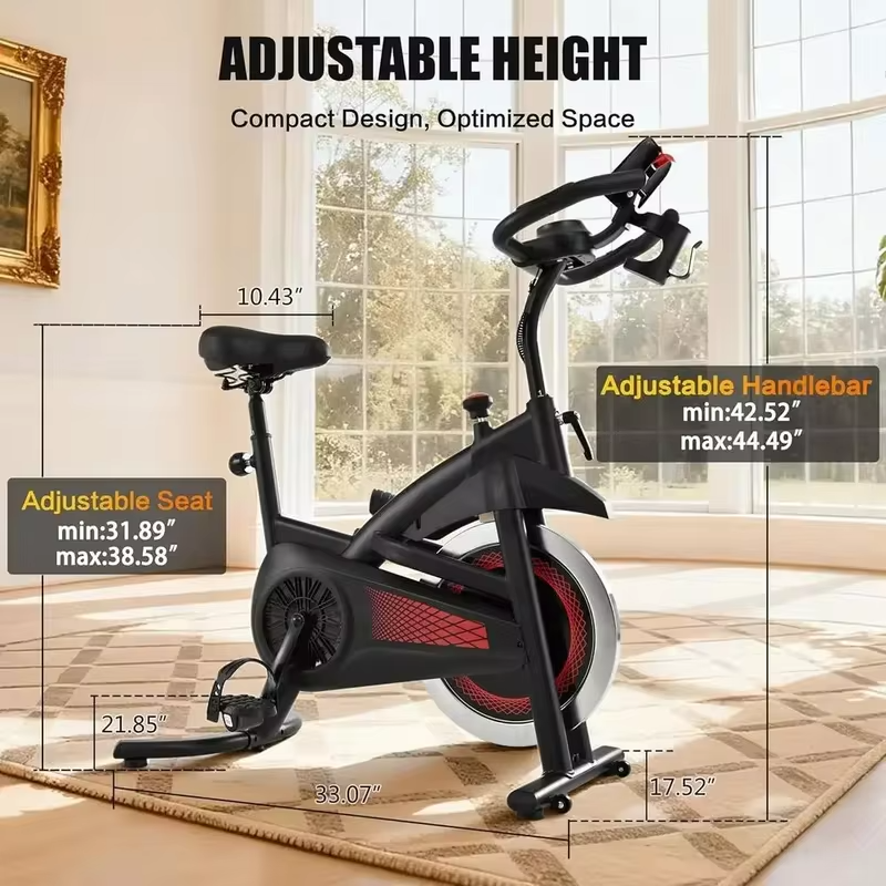 Indoor Cycling Bike for Home Gym - 300 lbs Capacity, Adjustable Seat/Handlebar, Cardio Workout