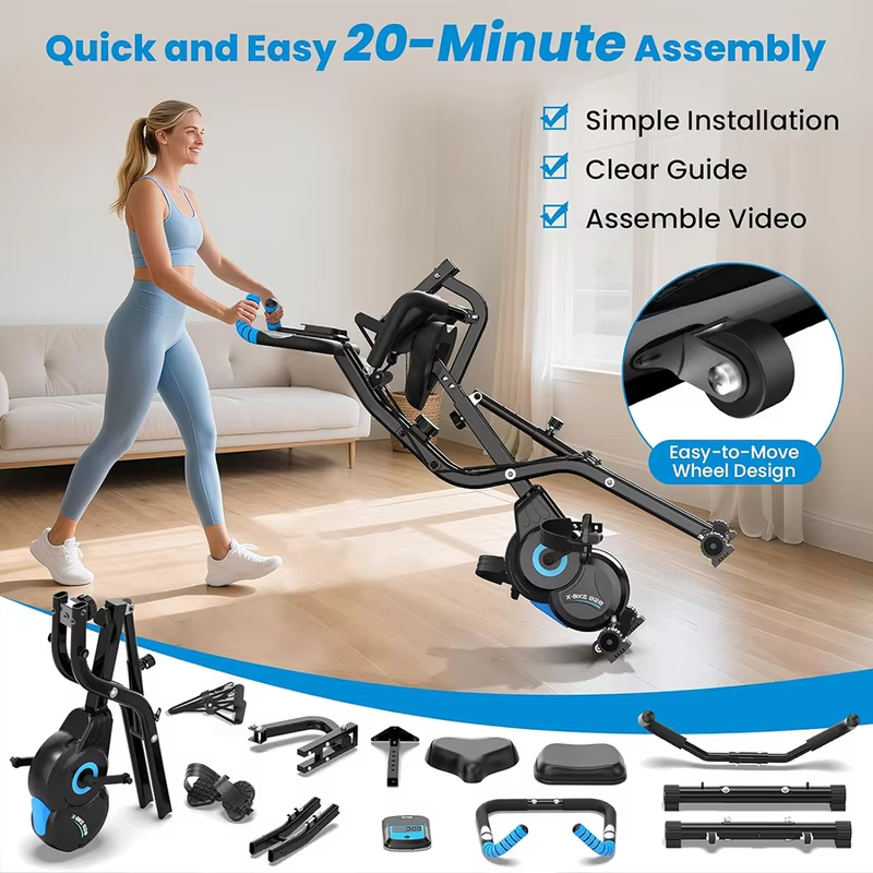Space Saving Easy Assembly Gym Home Bicycle Exercise Bike Real Time Data Monitor Magnetic Spinning Bike with Smooth Ride