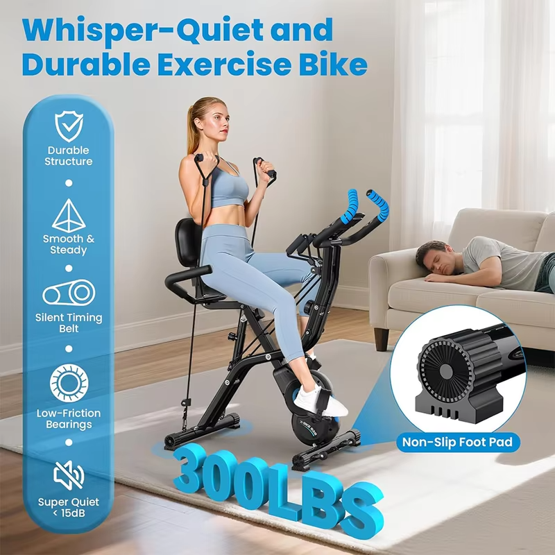Space Saving Easy Assembly Gym Home Bicycle Exercise Bike Real Time Data Monitor Magnetic Spinning Bike with Smooth Ride