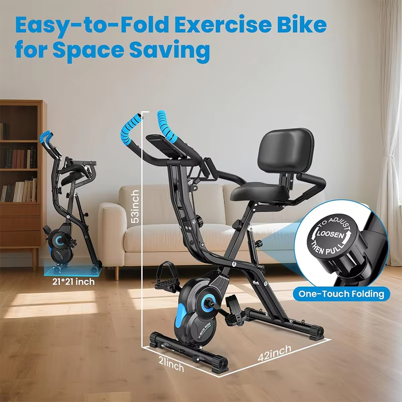 Space Saving Easy Assembly Gym Home Bicycle Exercise Bike Real Time Data Monitor Magnetic Spinning Bike with Smooth Ride