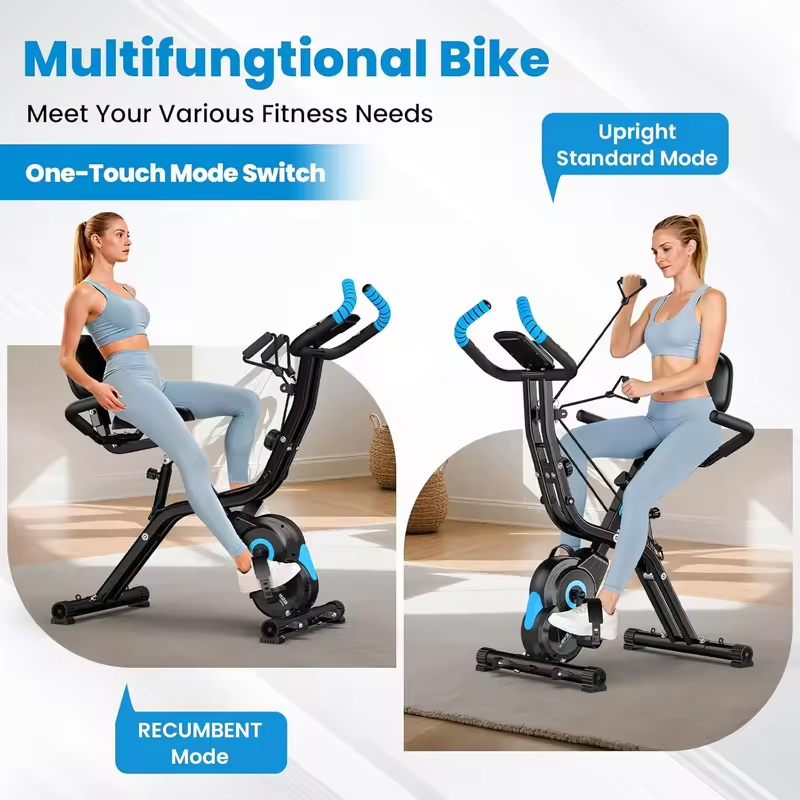 Space Saving Easy Assembly Gym Home Bicycle Exercise Bike Real Time Data Monitor Magnetic Spinning Bike with Smooth Ride