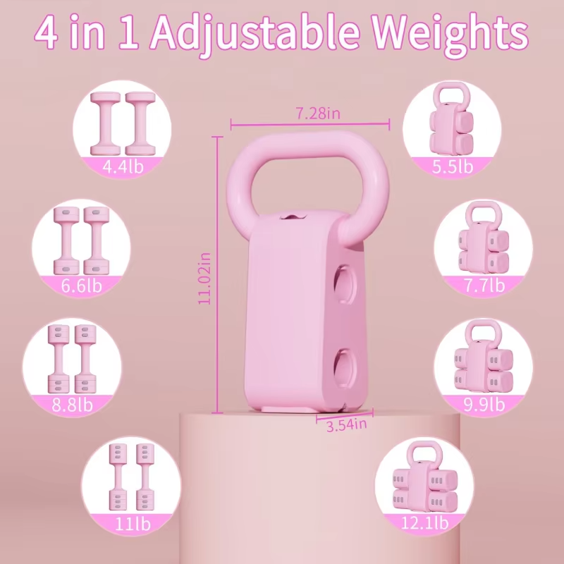2026  New Design Gym Women's Steel Lightweight Adjustable Dumbbell Kettlebell Set Custom Colors Yoga Training Home Sport