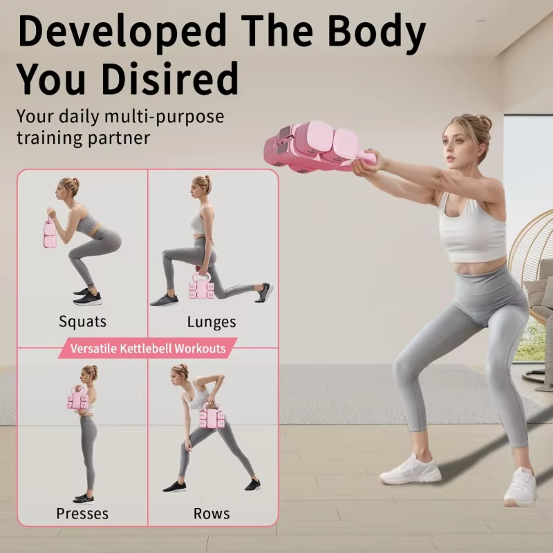 2026  New Design Gym Women's Steel Lightweight Adjustable Dumbbell Kettlebell Set Custom Colors Yoga Training Home Sport