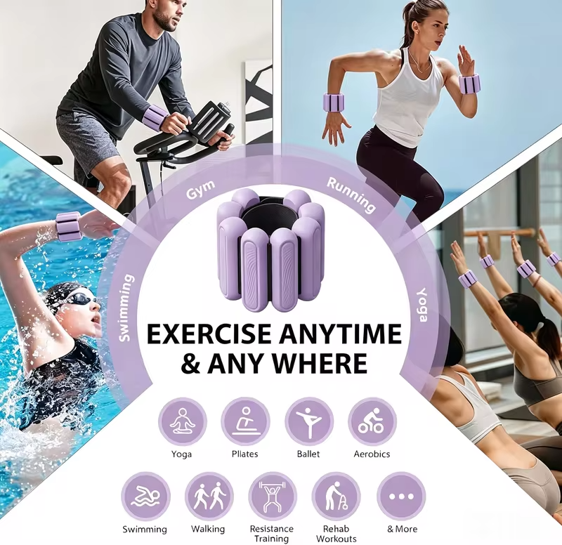 2Lbs Adjustable Wrist Ankle Weights Unisex, Fitness Straps for Yoga Pilates Swimming Running Walking Daily Home Exercise