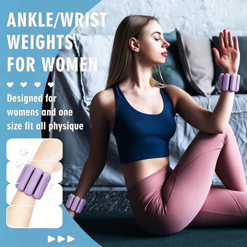 2Lbs Adjustable Wrist Ankle Weights Unisex, Fitness Straps for Yoga Pilates Swimming Running Walking Daily Home Exercise