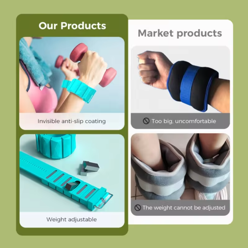 Factory Outlet Hot Sale Silicone Weight Bearing Bracelet Pair 2 LBS Weight Sports Bracelet Adjustable Wrist Weight Training