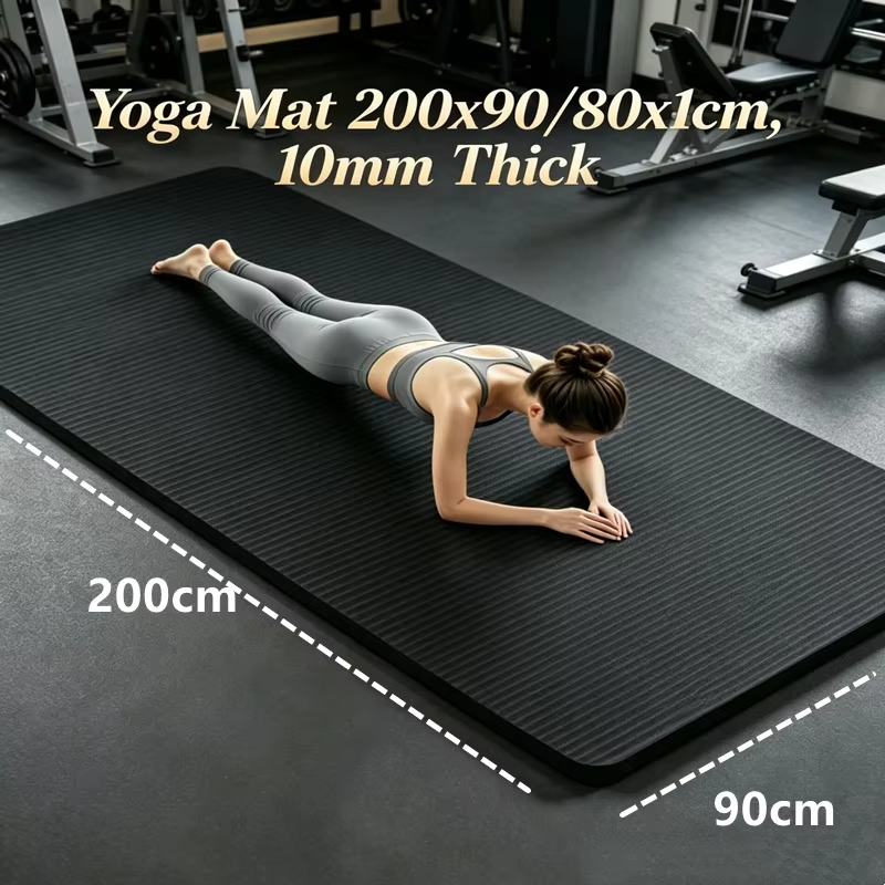 10MM Thick NBR 200x90cm Yoga Mats Anti-slip Sport Fitness Mat Blanket For Exercise Yoga Pilates Gymnastics Mat Fitness Equipment