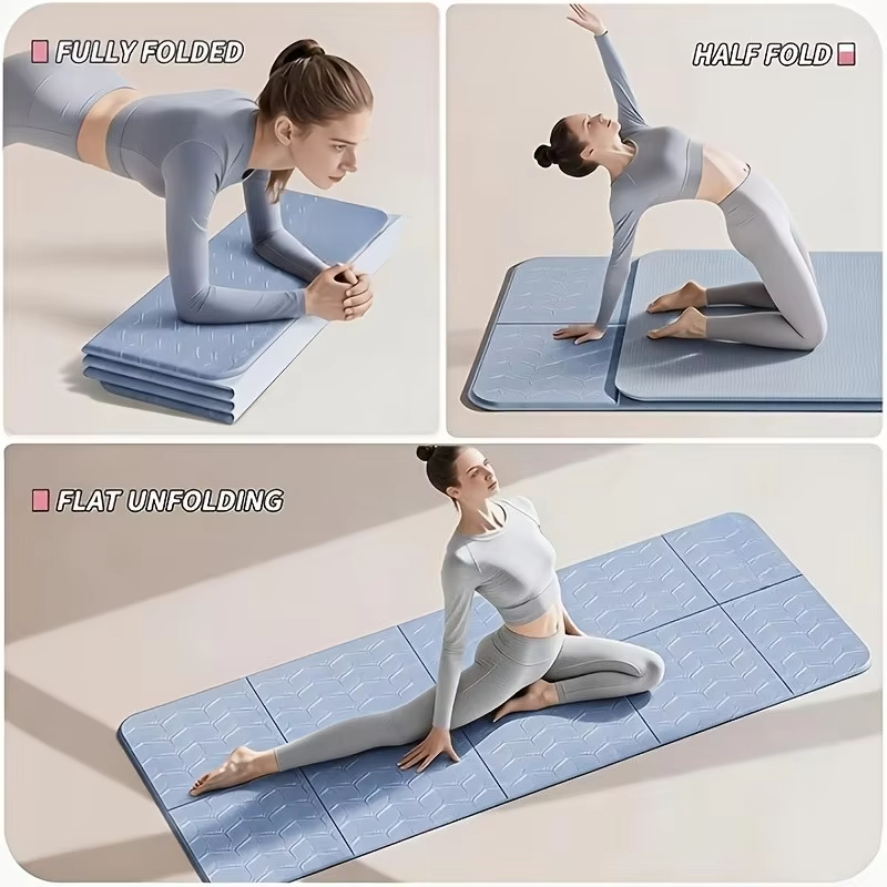 Non-Slip Extra Thick Foldable Yoga Mat,6mm Thick Foldable Yoga Mat,TPE Material | For Yoga, Pilates,Fitness Training,Office,Home