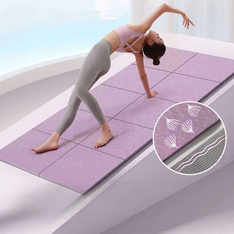 Non-Slip Extra Thick Foldable Yoga Mat,6mm Thick Foldable Yoga Mat,TPE Material | For Yoga, Pilates,Fitness Training,Office,Home