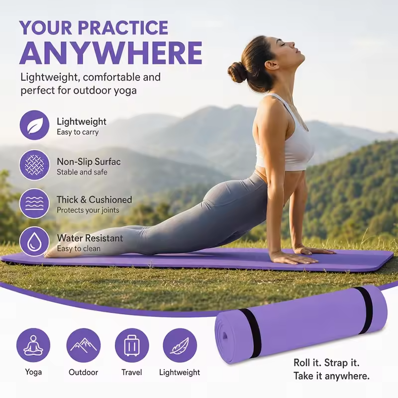 1/2Pcs Thick Yoga Mat Anti-skid Sports Fitness Mat EVA Comfort Foam Yoga Mat For Exercise Yoga And Pilates Gymnastics Mat