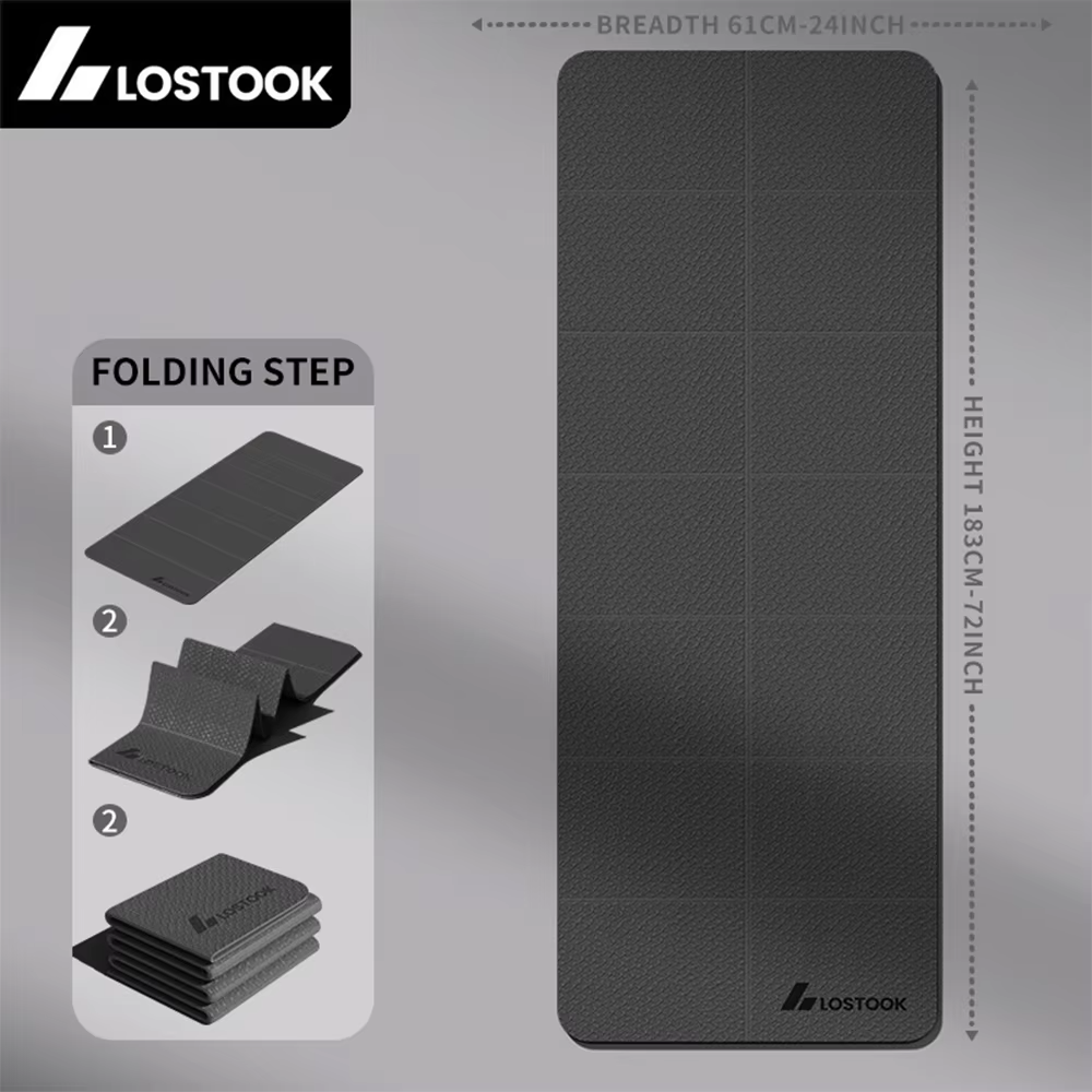 4mm Thick TPE Foldable Yoga Mat 183*61cm Easy Storage for Travel Yoga Pilates Home Exercise Floor Mat