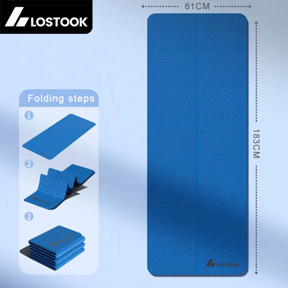 4mm Thick TPE Foldable Yoga Mat 183*61cm Easy Storage for Travel Yoga Pilates Home Exercise Floor Mat