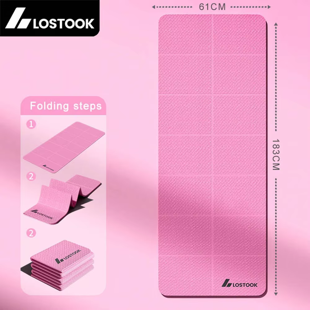 4mm Thick TPE Foldable Yoga Mat 183*61cm Easy Storage for Travel Yoga Pilates Home Exercise Floor Mat