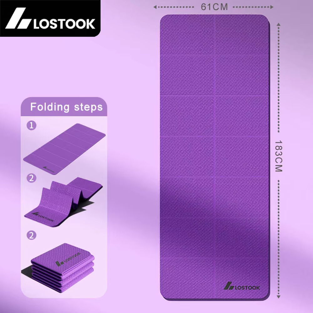 4mm Thick TPE Foldable Yoga Mat 183*61cm Easy Storage for Travel Yoga Pilates Home Exercise Floor Mat
