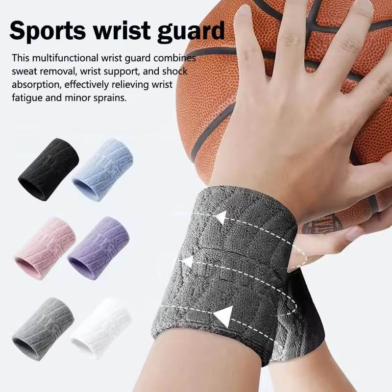 Sports wristband, all season sweat absorbing cotton wrist towel, twisted tendon sheath, protective cover for badminton, basketba
