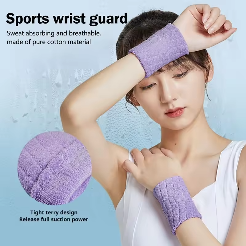 Sports wristband, all season sweat absorbing cotton wrist towel, twisted tendon sheath, protective cover for badminton, basketba