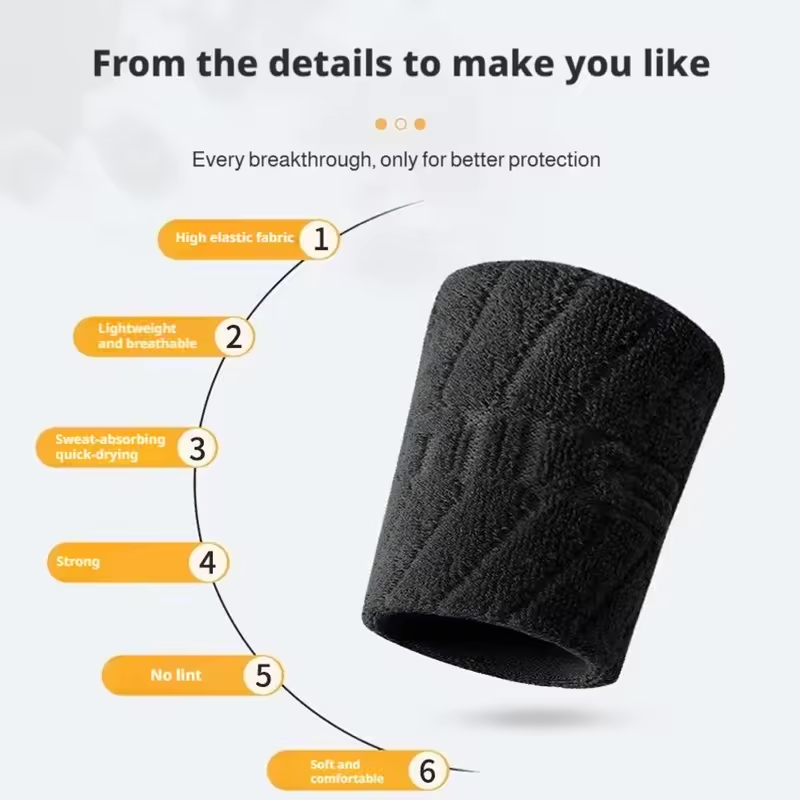 Sports wristband, all season sweat absorbing cotton wrist towel, twisted tendon sheath, protective cover for badminton, basketba