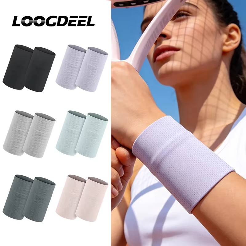 LOOGDEEL 1Pair Outdoor Sports Sweat Wrist Bands Ice Silk Elastic Wristbands Soft Breathable Cooling Adult Children Running