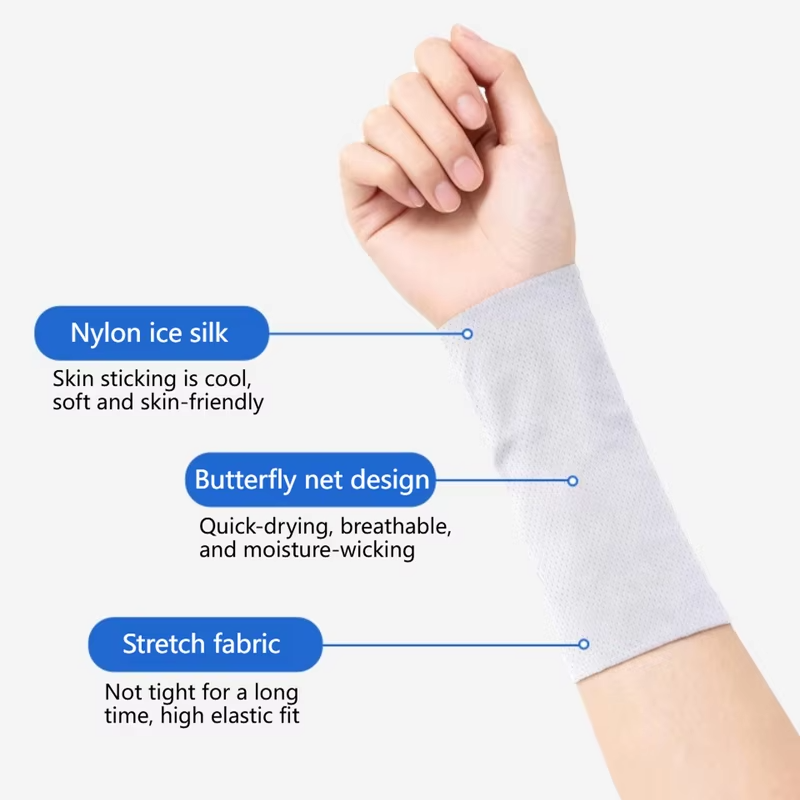 LOOGDEEL 1Pair Outdoor Sports Sweat Wrist Bands Ice Silk Elastic Wristbands Soft Breathable Cooling Adult Children Running