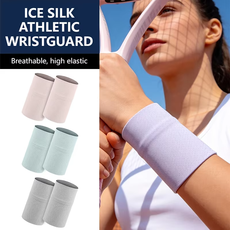 LOOGDEEL 1Pair Outdoor Sports Sweat Wrist Bands Ice Silk Elastic Wristbands Soft Breathable Cooling Adult Children Running