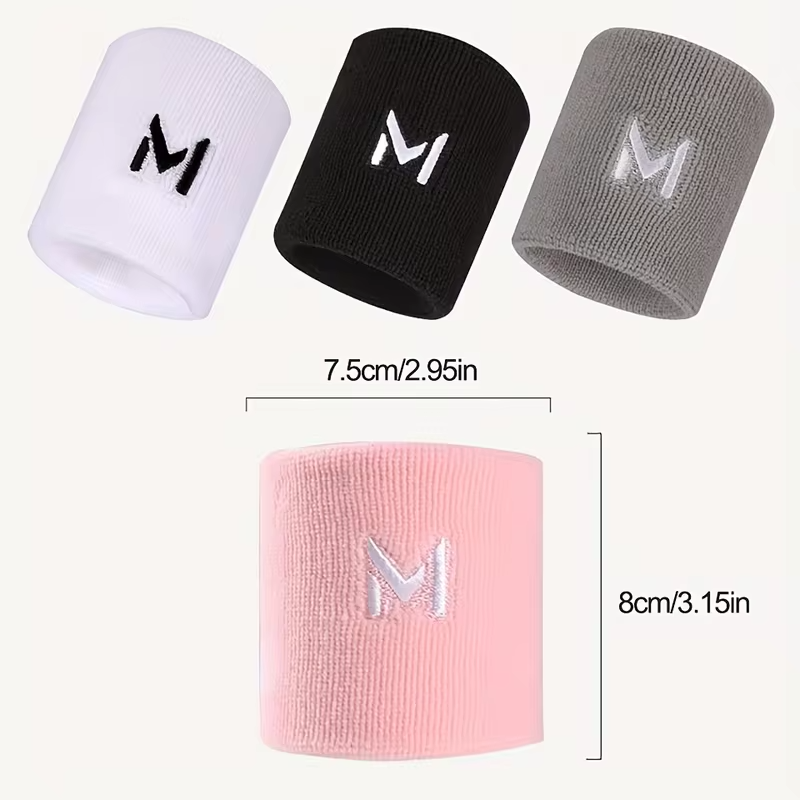 2pcs Sports Wristbands, Sweat-Absorbent and Breathable, for Men and Women, Fitness and Basketball Wrist Sleeves
