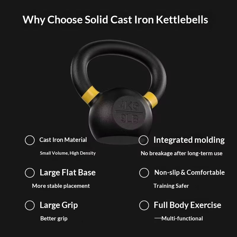 2026  High Quality Durable  Strength Training Solid Cast Iron Pure Steel Kettlebell Unisex Dumbbells Gym Fitness
